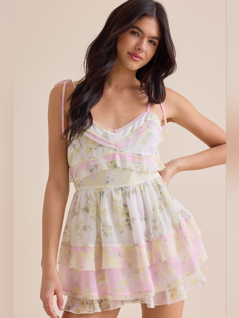 Altar'd State Muria Sleeveless Romper in the "Ivory Multi"